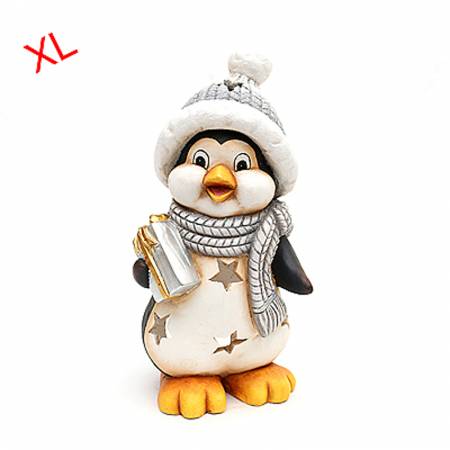 Keramik lustige Pinguin Weihnachtspinguin Windlicht Laterne Winterfigur