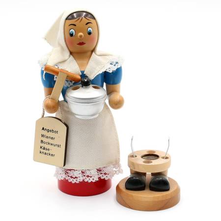 r#ucherfigur mit dampfenden wurstfrau