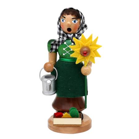 raeuchermaennchen gärtnerin farbig gruen gelb mit blume gießkanne