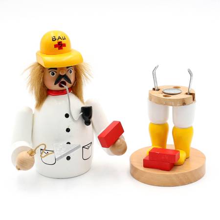 räucherfigur maurer mit kelle ziegel bauhelm farbig holzkunst