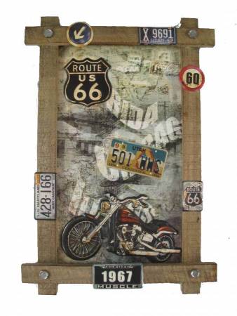 blechschild, wandschild harley davidson auf rote 66