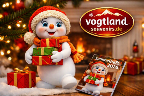 Polyresin Schneekinderpaar "Grandma und Grandpa" mit Mütze und Schal orange/grün