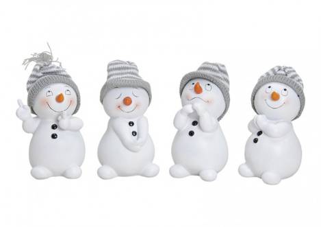 schneekinder poly grau weiße mützen
