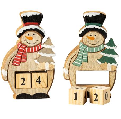 Schneemann-Weihnachtskalender aus Holz – Lernspielzeug mit Zahlenwürfeln