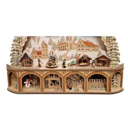 Schwibbogen Weihnachtsmarkt mit Podest und Bewegung podest bank