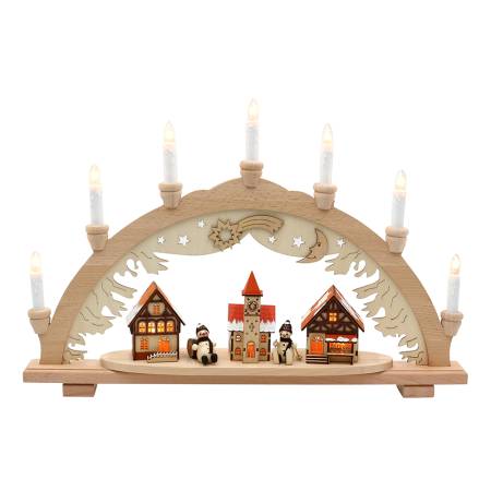 Lichterbogen Schwibbogen  Buchenholz Schneemaenner
