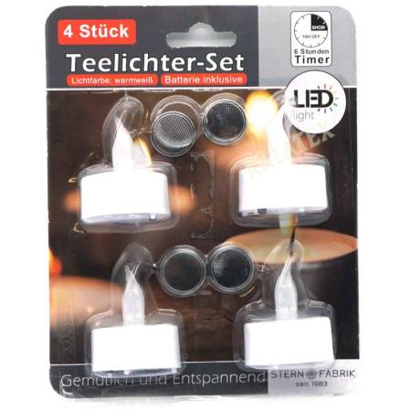 Teelichte LED mit Timer 4er Set