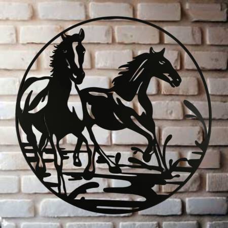 XXL Wandbild "Galoppierende Pferde" Metall Wandschild