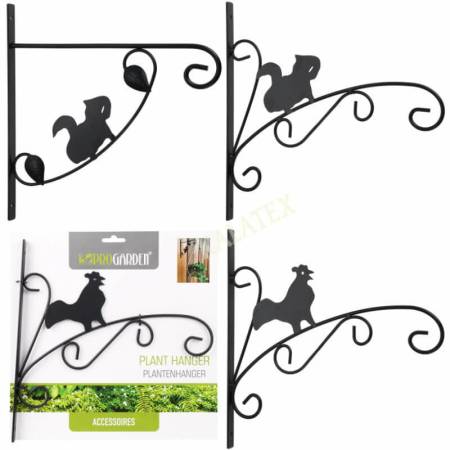 Pflanzhänger „Hahn & Eichhörnchen“ – Blumenampel Wandhalter aus Metall