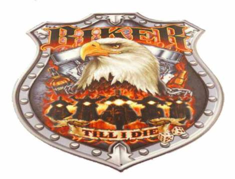 XL Wandschild aus Blech mit Biker im Retrostil bikergeschenk weisskopfadler