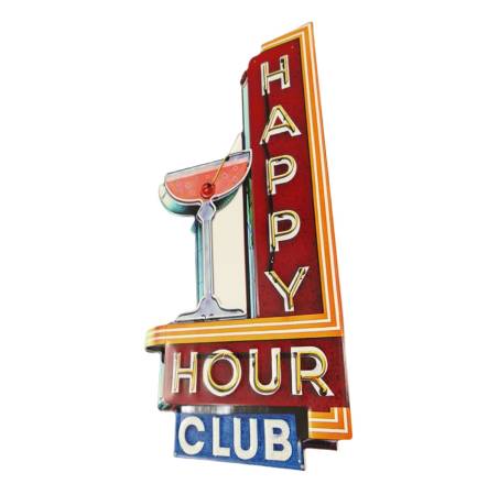 großes Wandschild Blechschild Happy Hour Club Cocktail Bar Kneipe Shabby