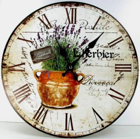 Französischer Landhausstil Wanduhr mit Lavendel Küchenuhr