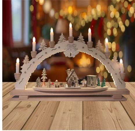 XL Holz-Schwibbogen „Hänsel und Gretel“ mit Räucherhaus oder Backofen mit Hexebhaus Räuckerhaus