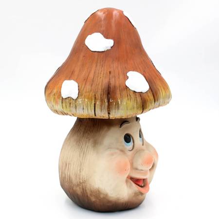 MGO-Keramik Pilz braun mit Gesicht gartendeko rechts