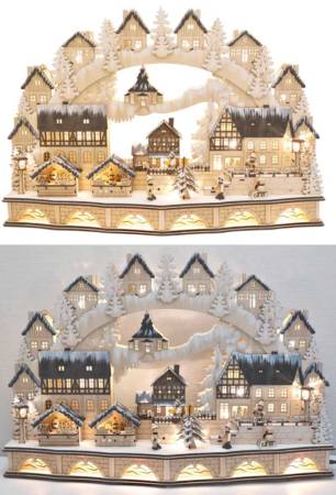 sehr großer lichterbogen winterstadt saico-hgd-detailreich viele holzfiguren