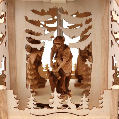 XXL Holz Weihnachtspyramide Waldmotiv, 4-stöckig Erzgebirge und Tirol