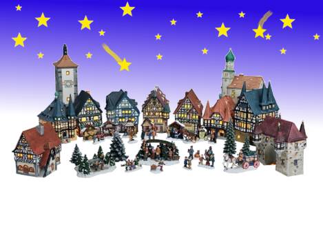 licherhäuser stadt mit licht porzellan