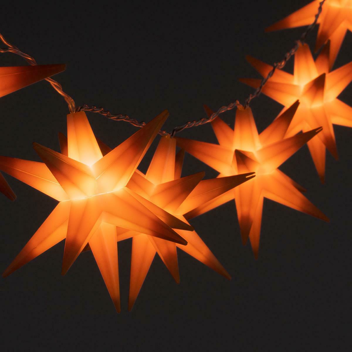 10 Sternenlichterkette Led Orange Weihnachtsdeko aussen | Beleuchtete Weihnachtssterne