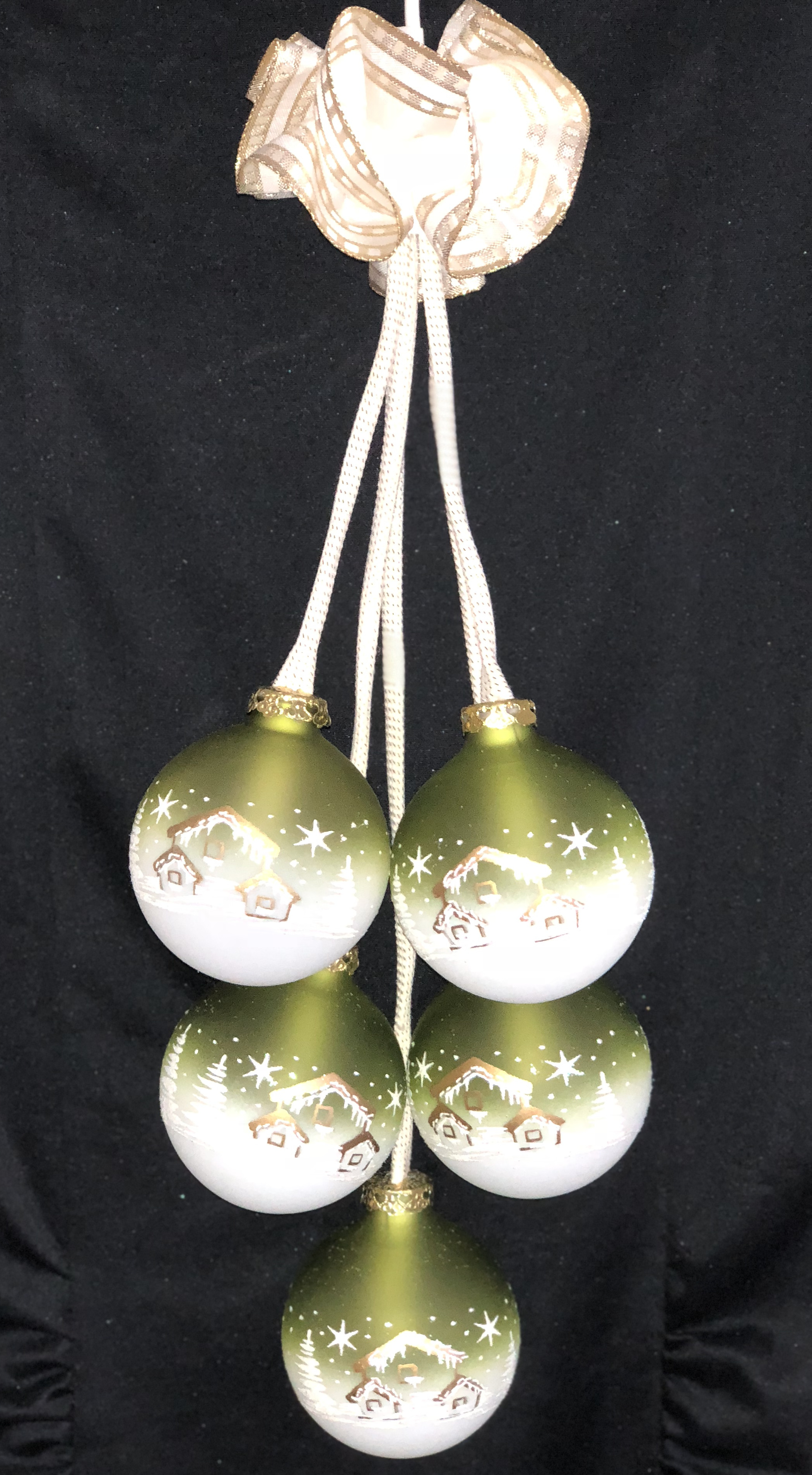 Thüringer ✓Glaskugelschmuck Leuchtgehänge beleuchtet