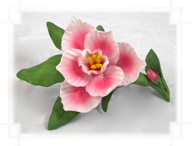 Porzellan Blume mit rosaner Blüte Porzellanblumen kaufen