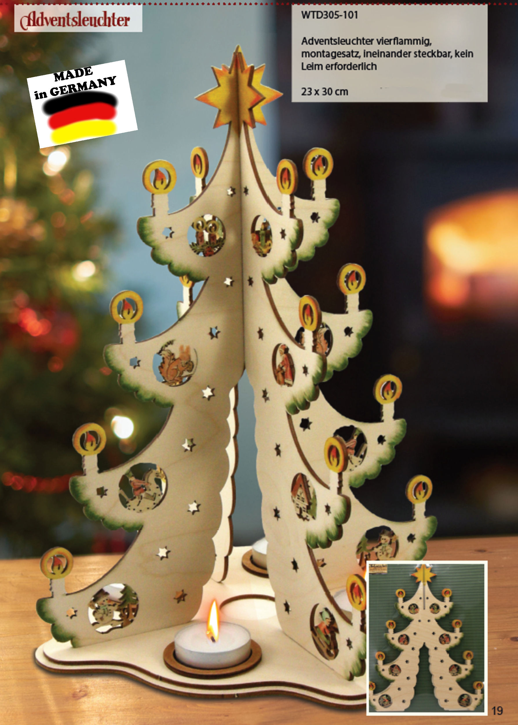 Adventsleuchter Tannebaum Teelichte Made in Germany