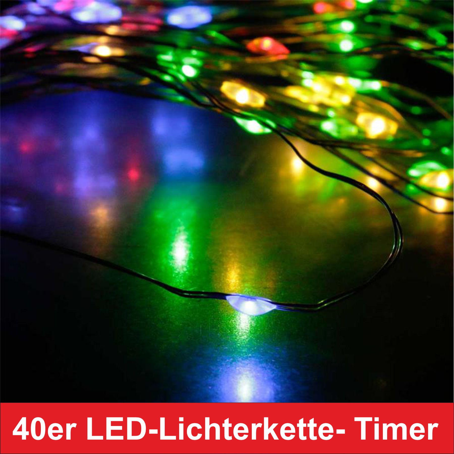 LED Draht Lichterkette 40er mit Timer bunt kaufen