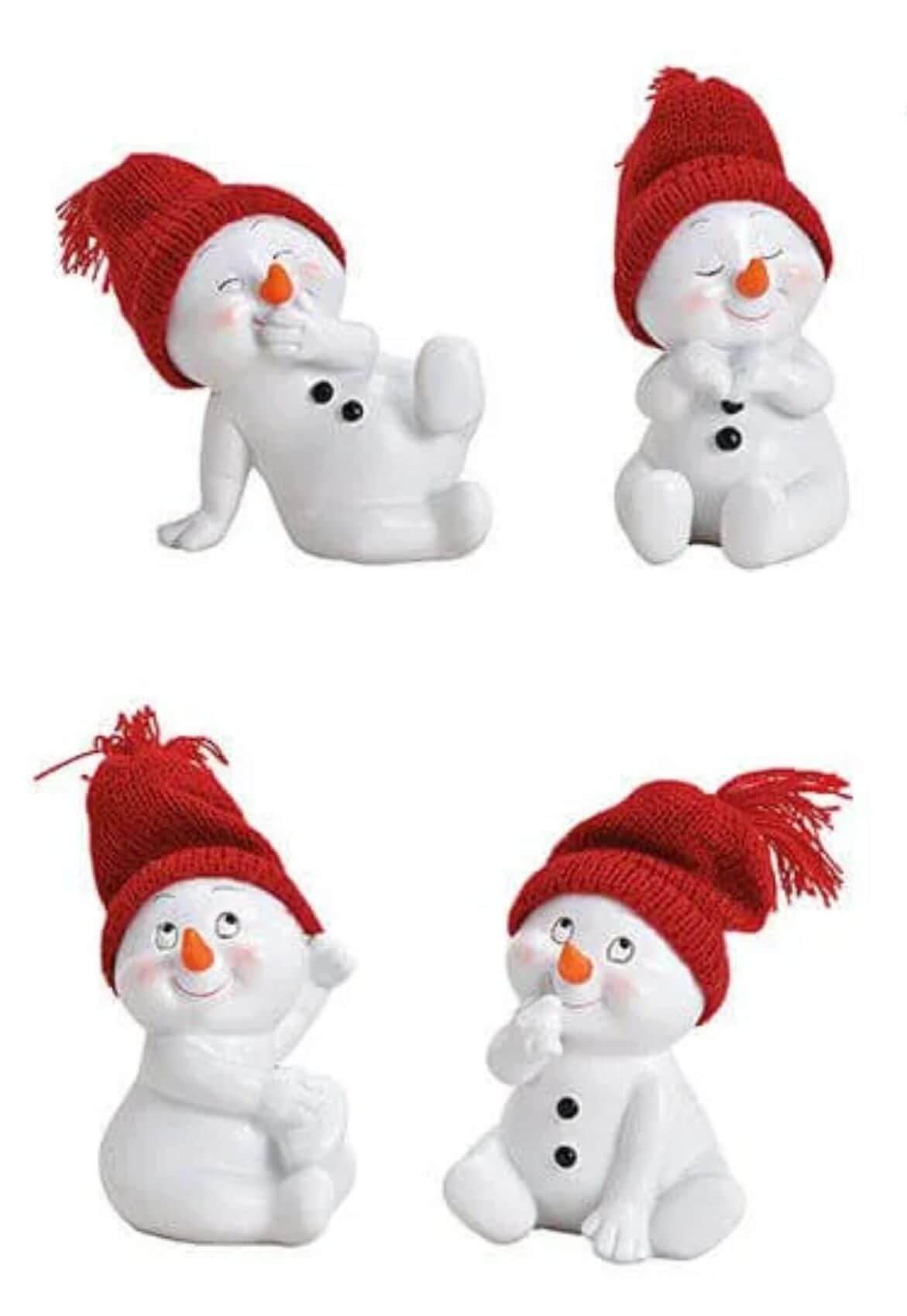 Schneemann Figur rote Mütze lustige Schneekinder
