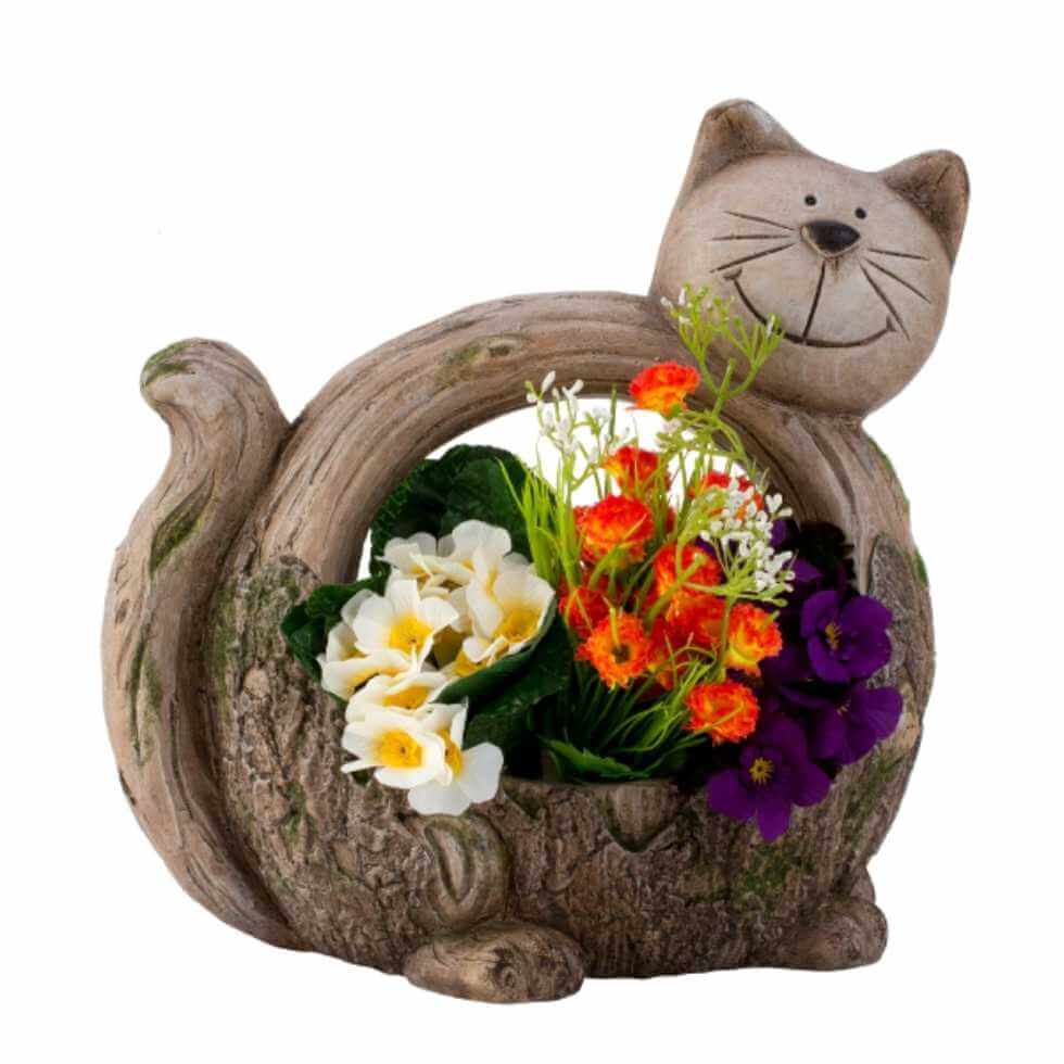 Garden Mile Katzen-Blumentopf Aus Metall – Handbemalt, Wetterfest, Ca. 21x18x14 Cm Für Sukkulenten & Kräuter