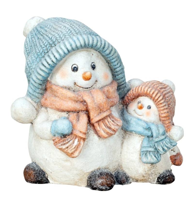 schneemann figuren mutti mit Kind farbige mgo gartendeko winterdeko