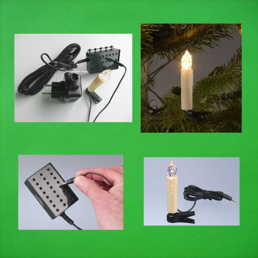 24 LED Außen Lichterkette warmweiss Tannenbaum Baumkerzen Aussenlichterkette Kerzen