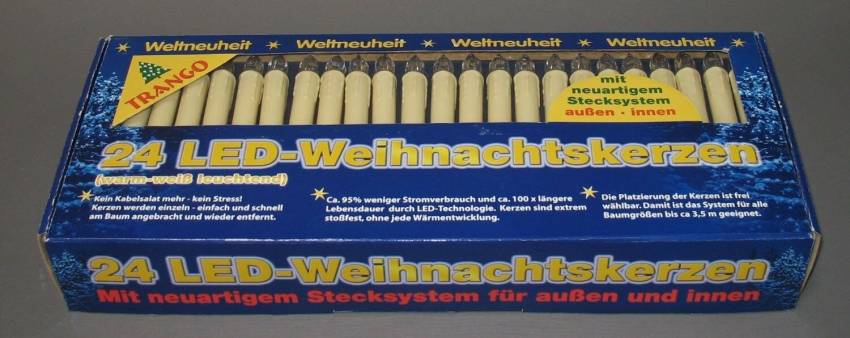 24 LED Außen Lichterkette warmweiss Tannenbaum Baumkerzen Aussenlichterkette Kerzen