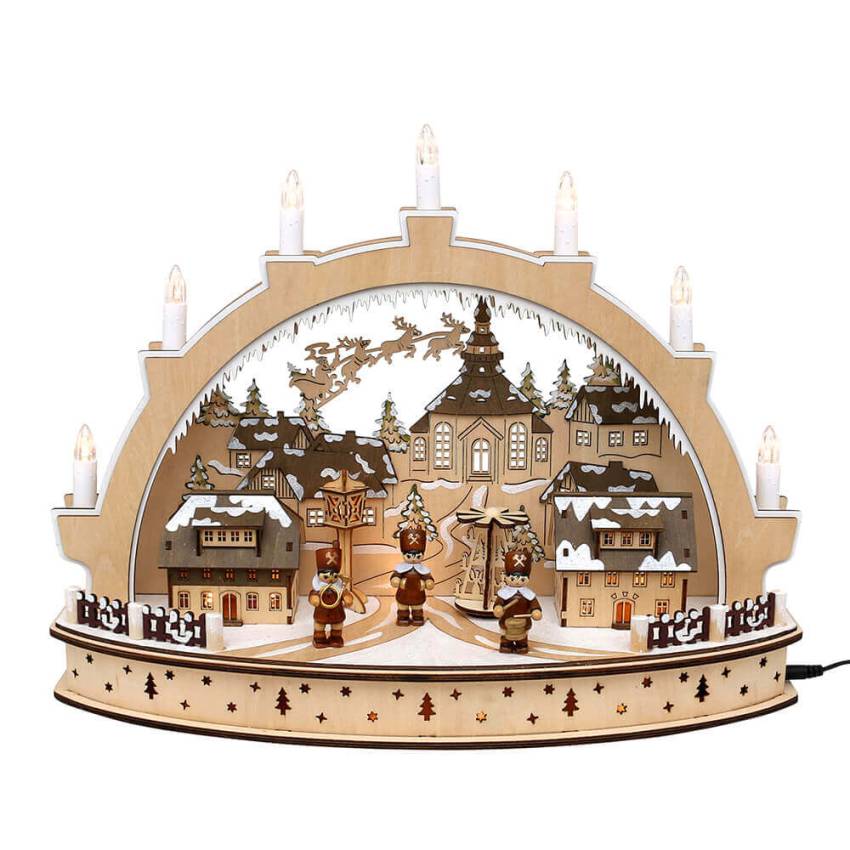 led 3d lichterbogen mit Holz miniatur Bergmanns Figuren