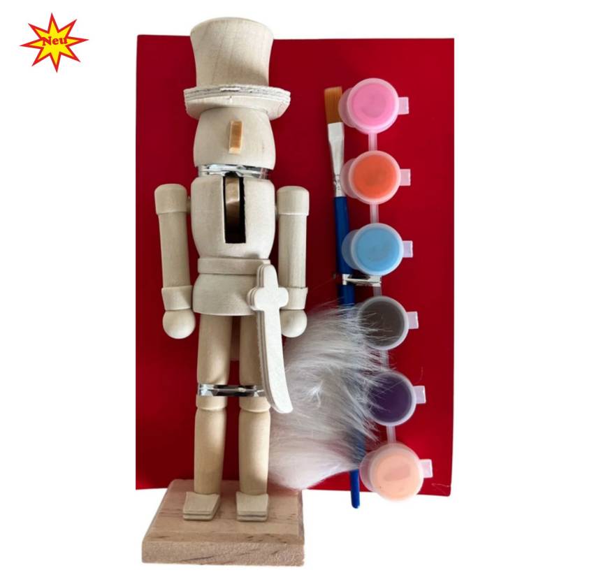 Bastelset Nussknacker – inkl. Farben & Pinsel für kreatives Weihnachtsbasteln DIY