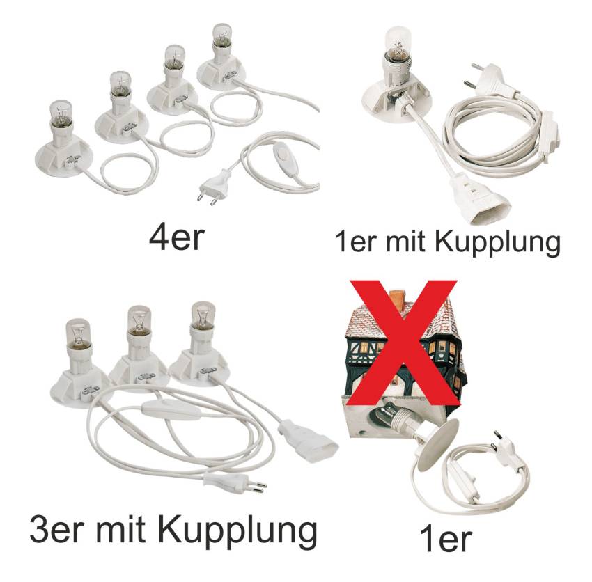 ELEKTRISCHE BELEUCHTUNG mit LED für Porzellan Lichthäuser von WURM auswahl
