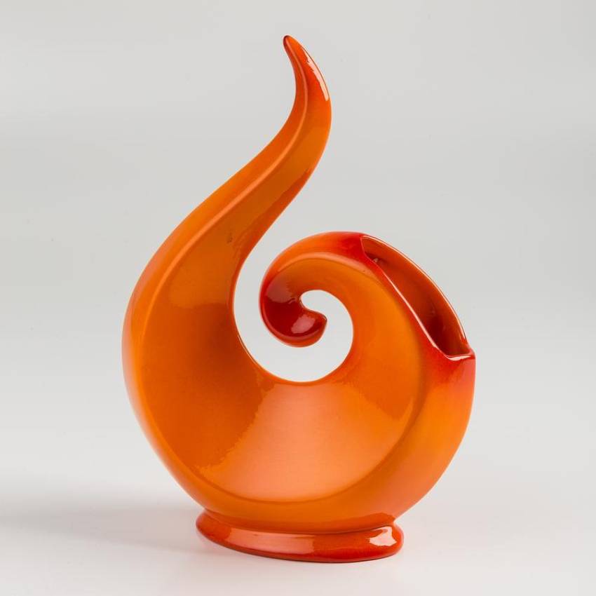 deko designer vase orange spiralförmig