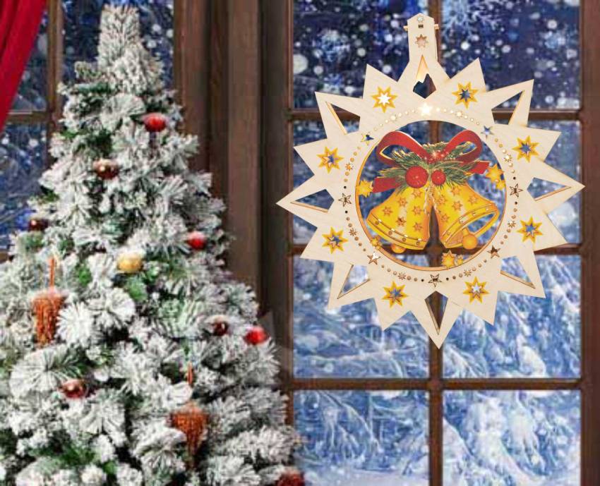 beleuchtetes fensterbild Led weihnachtsglocken