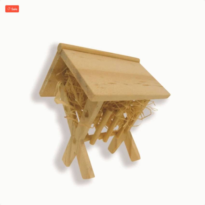 Die Futterkrippe aus Holz, 6,5 cm, ein Muss für alle Bastlerbedarf-Liebhaber zur Weihnachtszeit! Eine authentische Dekoration für Ihre Pyramide oder Weihnachtsdekoration.
