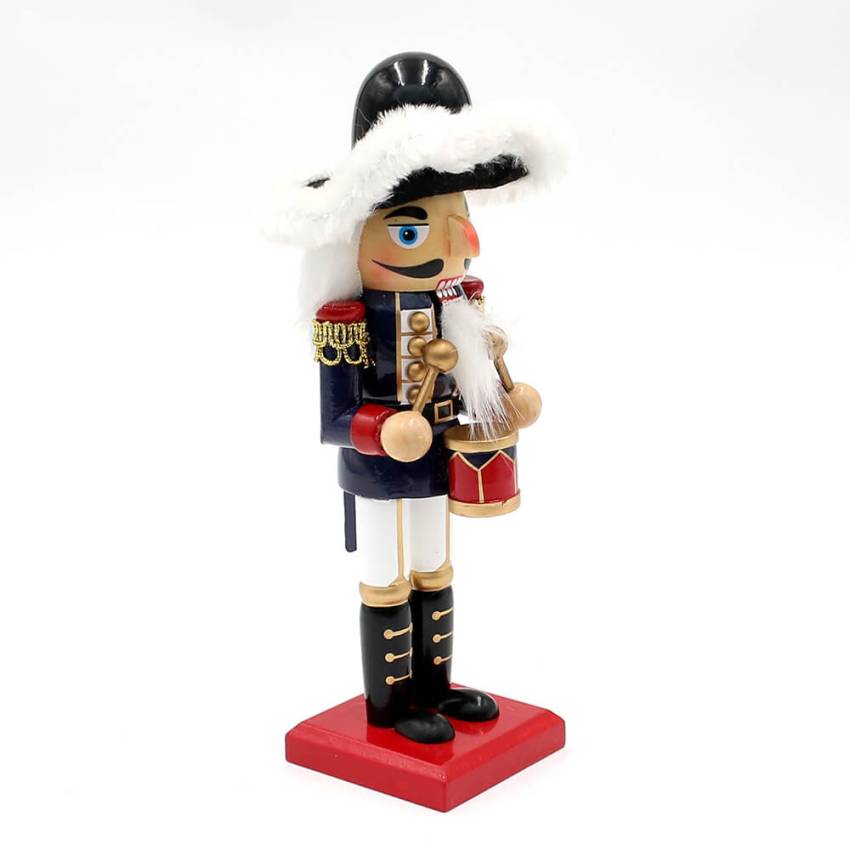 „Seitliche Ansicht des Nussknackers Franzose, 21 cm, Holzfigur mit goldenen Uniformdetails“