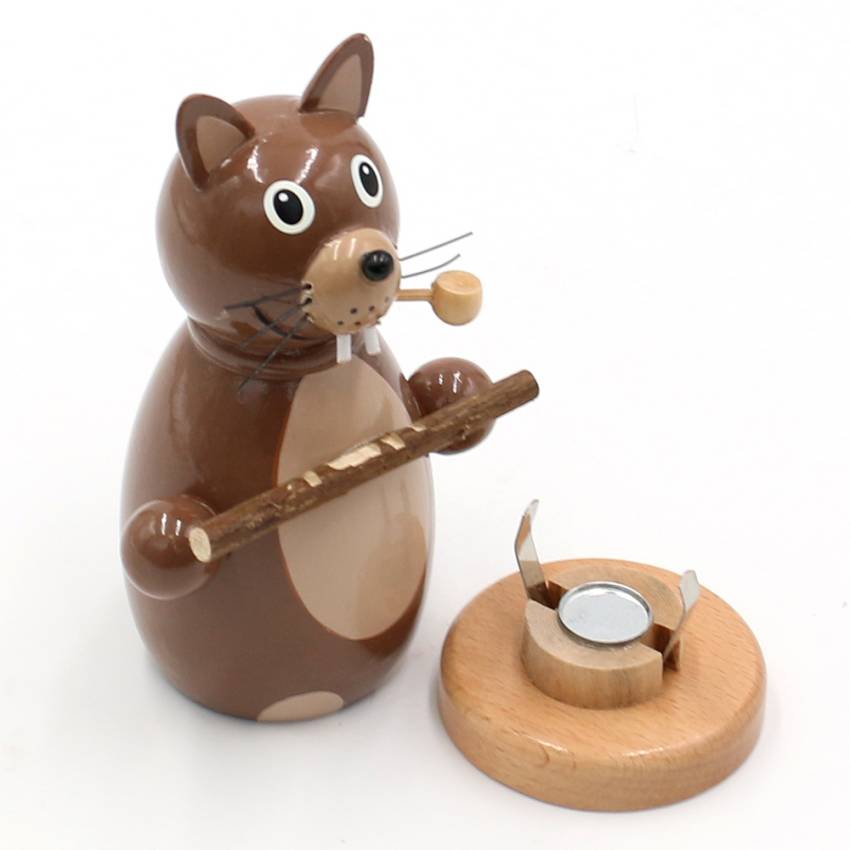Holz Räuchermännchen Hund mit Knochen