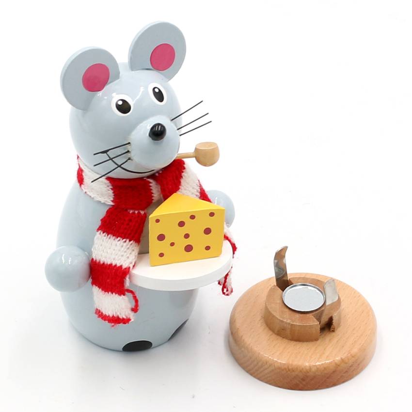 Räuchermännchen Maus mit Käse