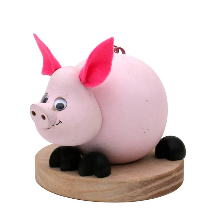 räucherschwein rosa farbig rote ohren