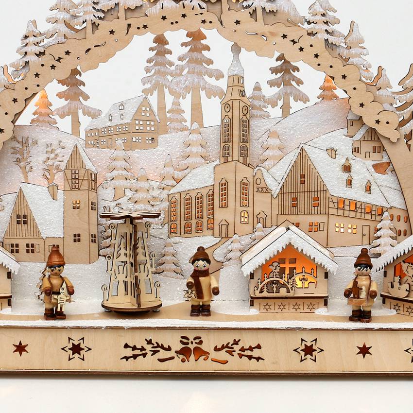 35 schwibbogen mit bewegung pyramide 3 winterkinder figuren