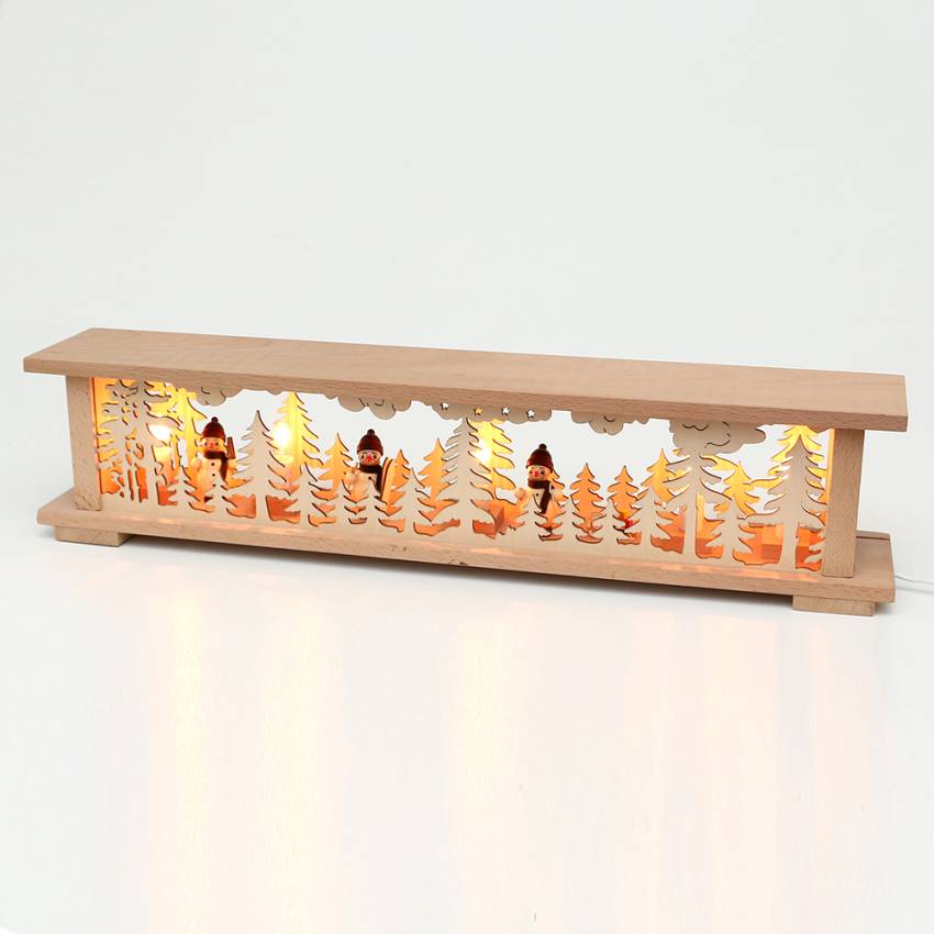 fensterbank erhöhung holzkunst schneemannfiguren beleuchtet