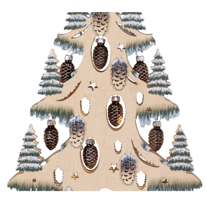 LED-Lichterspitze Baum mit Glas-Tannenzapfen – Winterzauber Raureif Tanne Timer