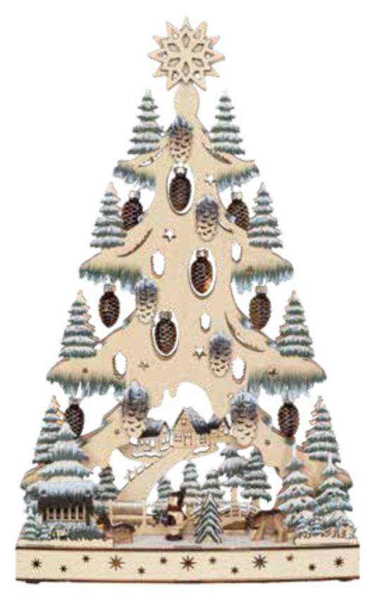 LED-Lichterspitze Baum mit Glas-Tannenzapfen – Winterzauber Raureif Tanne Timer