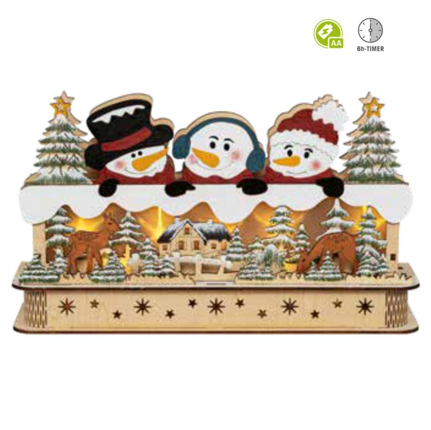 Lustige Schneefreunde" - LED-Lichterbogen fürs Kinderzimmer mit Batteriebetrieb und Timerfunktion, ideal für eine weihnachtliche Atmosphäre in kleinen Händen.