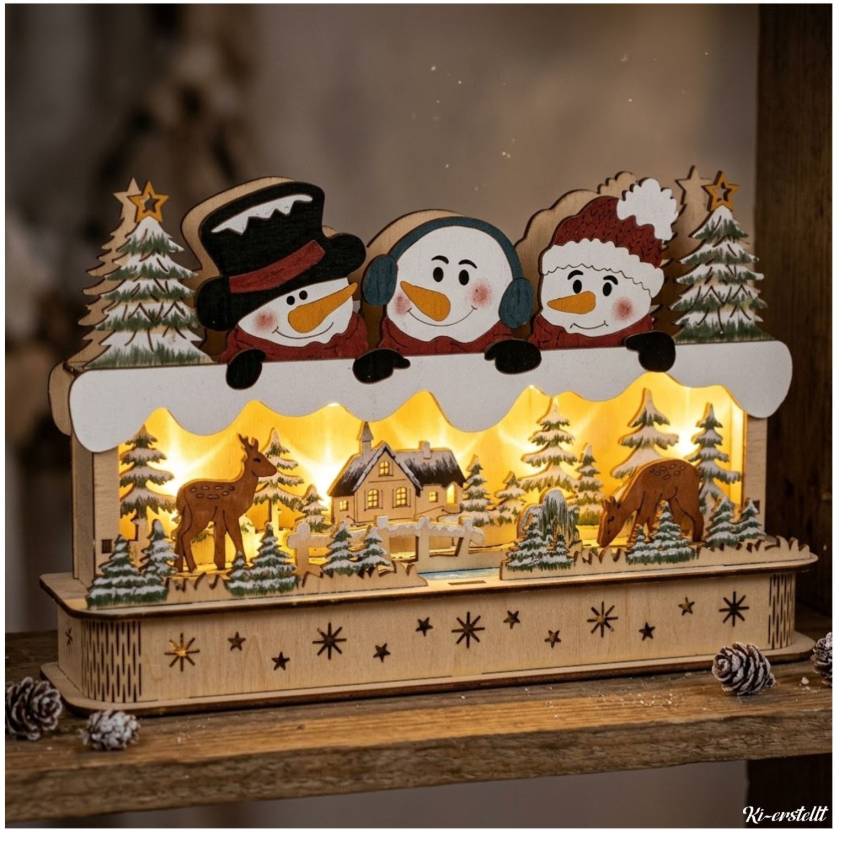 Ein lustiger Schneemannfreund in der Weihnachtsdekoration für Kinderzimmer - hier ist das Highlight, mit LED-Beleuchtung und Timerfunktion, perfekt für die Vorfreude auf Weihnachten.