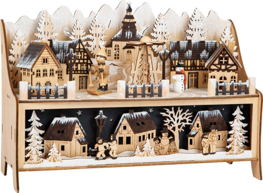 Winterdorf Landschaft Led beleuchtet Holzkunst