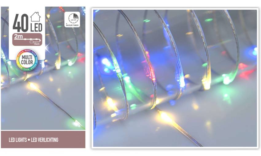Led Bunte Lichterkette 40er mit Timer