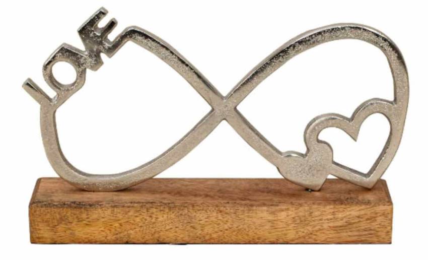 geschenkidee valentinstag unendlichkeitssymbol metall holzsockel